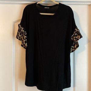 Black top with leopard sleeves